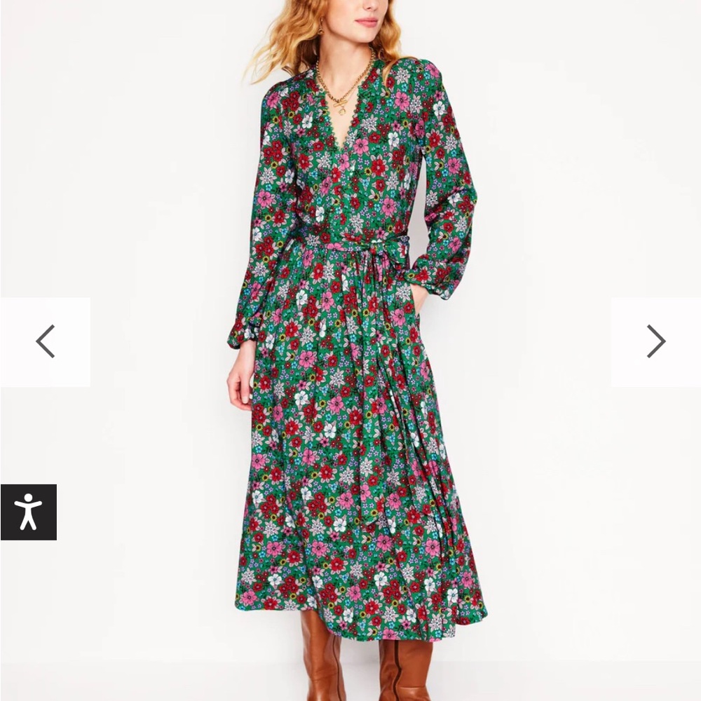 Boden Maeve Multicolor Floral Long Sleeve Dress